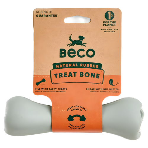 Beco Hundespielzeug Natural Rubber Treat Bone grün