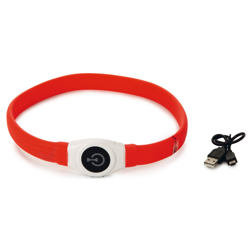 Beeztees Hundehalsband Safety Gear Glowy USB, breit rot