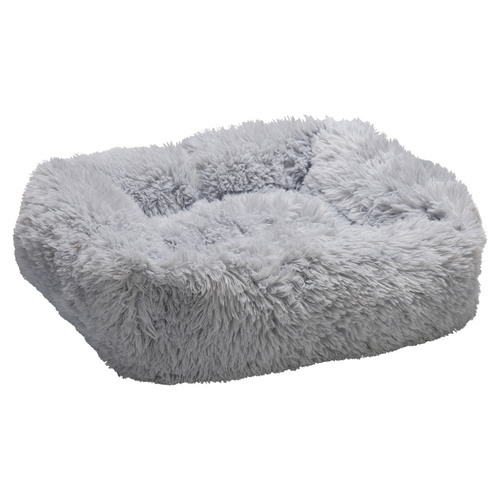 Beeztees Katzenbett Fae rund grau aus Plüsch