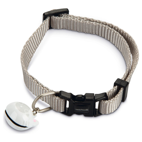 Beeztees Katzenhalsband Uni Nylon hellgrau