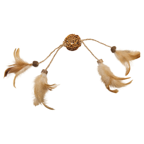 Beeztees Katzenspielzeug Catnip/Matatabi Ball mit Federn Tipy braun