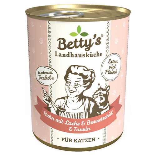 Bettys Landhausküche Huhn mit Lachs & Borretschöl & Taurin 400 g - 6 Stück