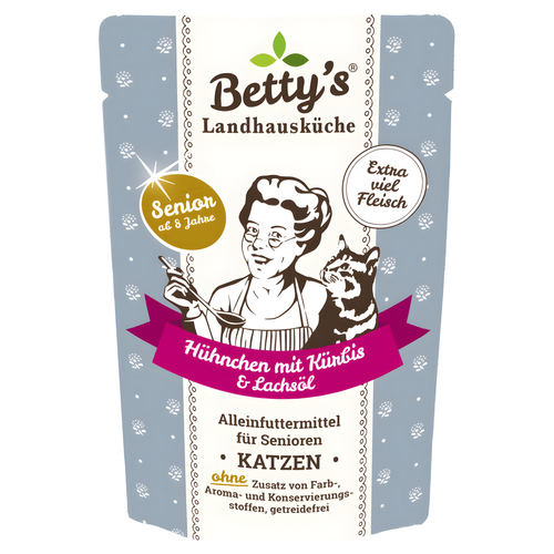 Bettys Landhausküche Senior Hühnchen mit Kürbis & Lachsöl 100 g - 12 Stück