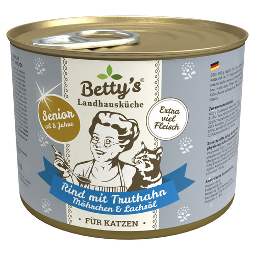 Bettys Landhausküche Senior Rind mit Truthahn, Möhrchen & Lachsöl 200 g