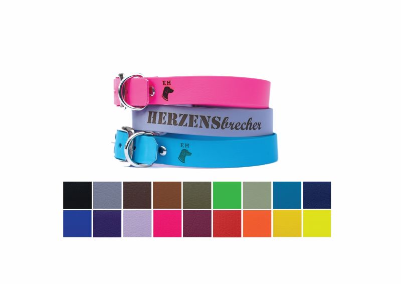 Biothane Halsband Classic in Wunschfarbe L Powder Schwarz