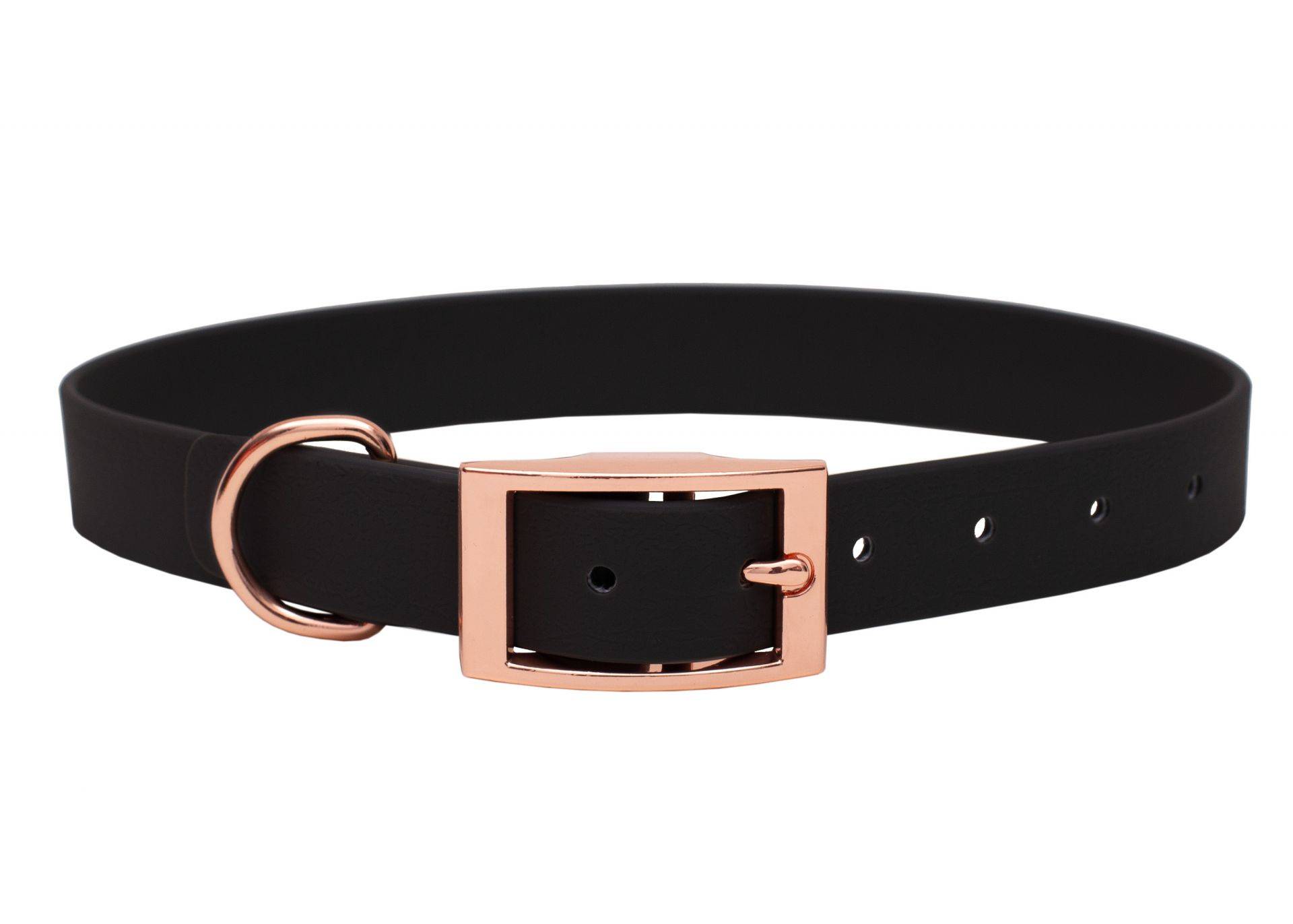 Biothane Halsband Schwarz L (39-49cm) / 20mm / Rosegold von EMMY&PEPE