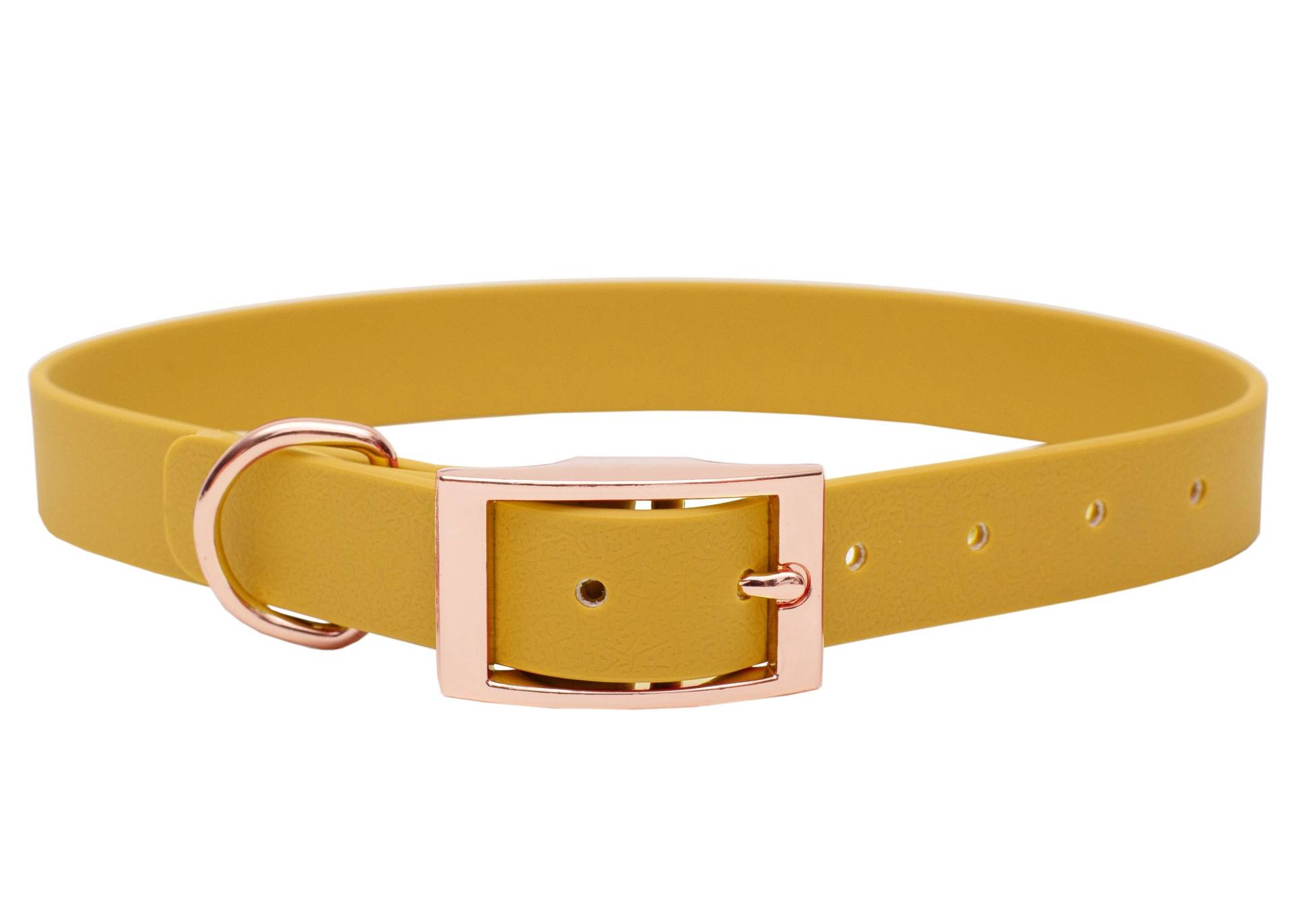 Biothane Halsband Sonnengelb L (39-49cm) / 20mm / Rosegold von EMMY&PEPE