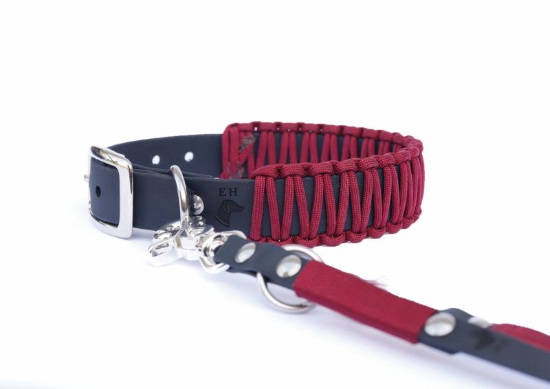 Biothane Paracord Halsband Berry L Inkl. Classic Leine