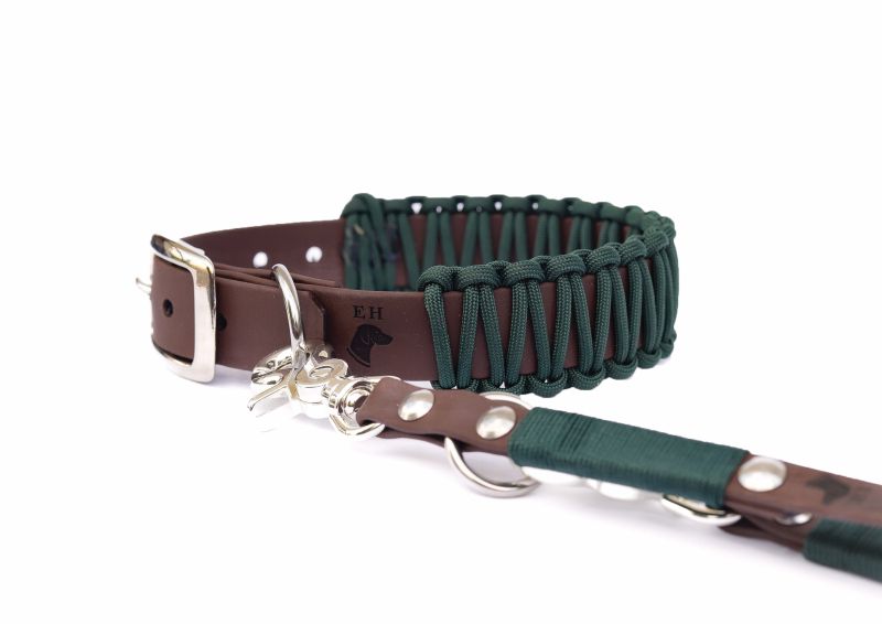Biothane Paracord Halsband Forest M Messing (gold) Exkl. Leine