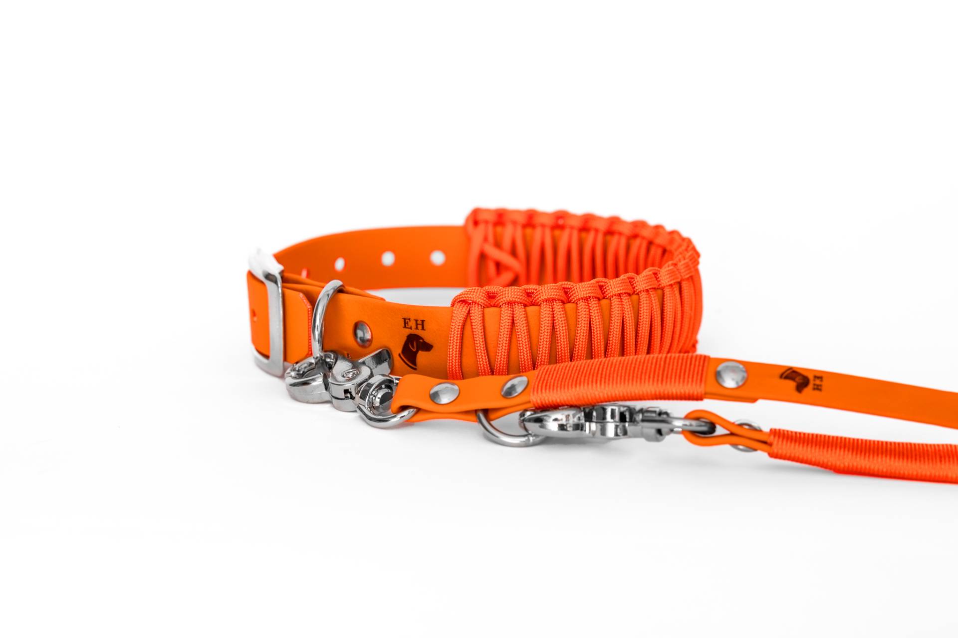 Biothane Paracord Halsband KISS ME NEONorange S Exkl. Leine