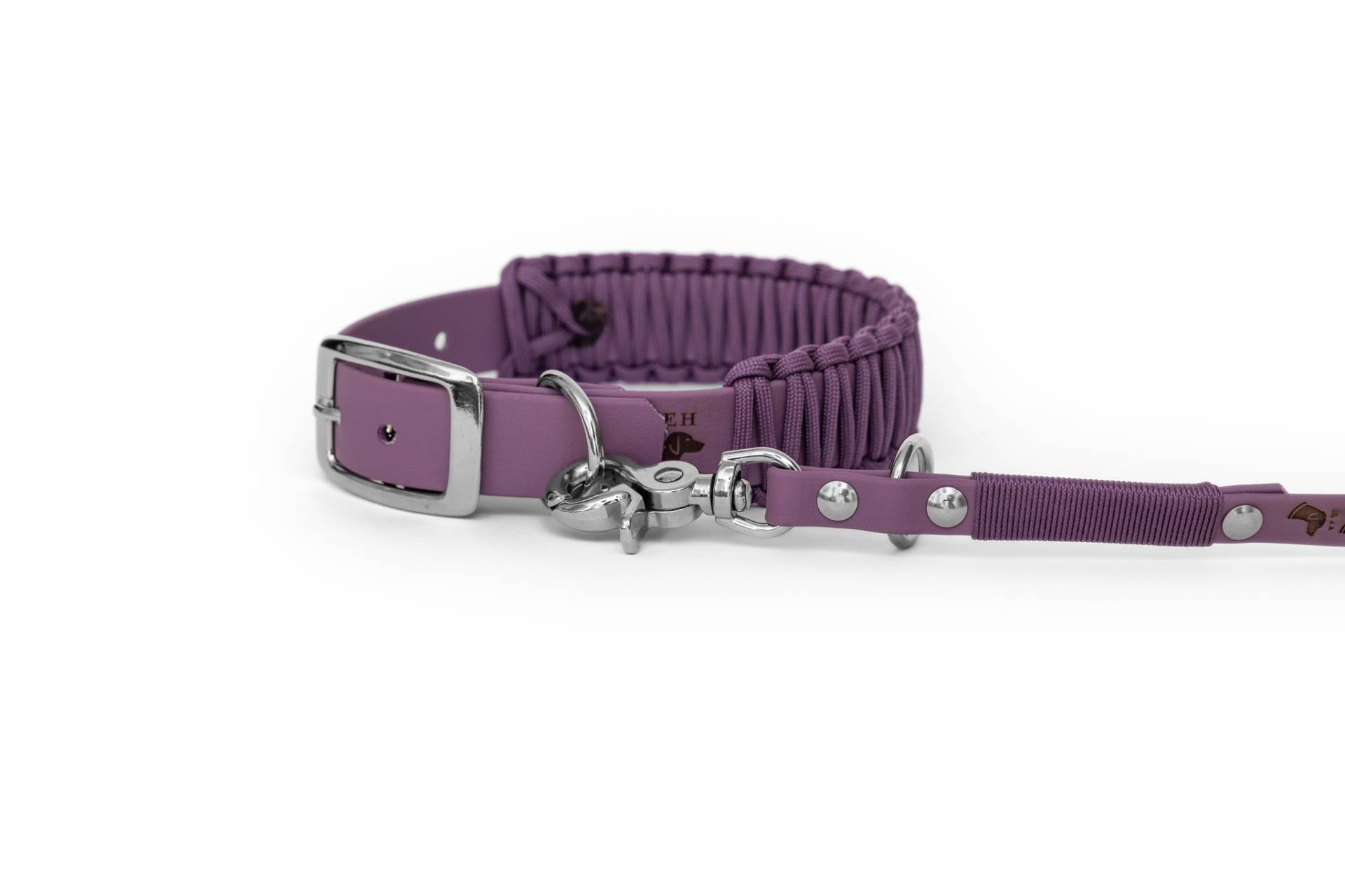 Biothane Paracord Halsband Marvelous Mauve L Messing (gold) Inkl. Classic Leine