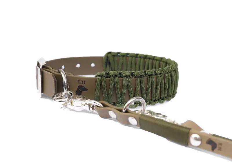 Biothane Paracord Halsband Olive XS Exkl. Leine