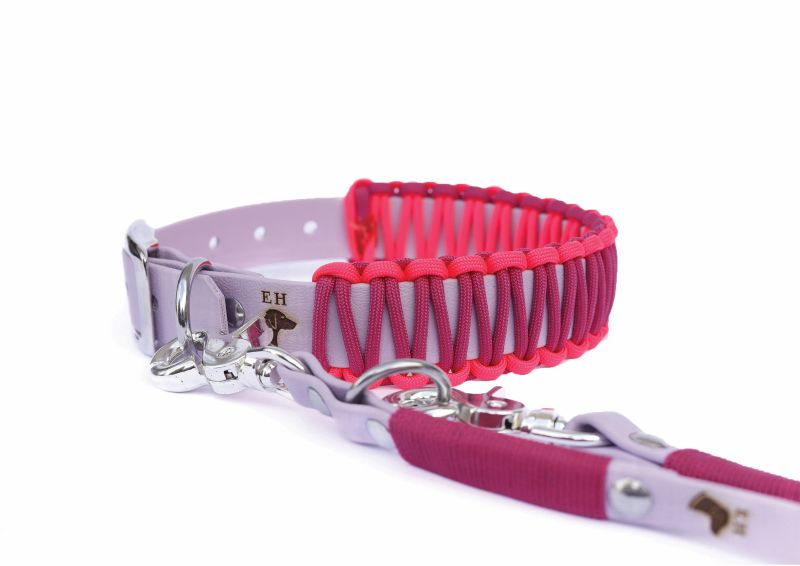 Biothane Paracord Halsband Summer Girls M Chrom (silber) Inkl. Classic Leine