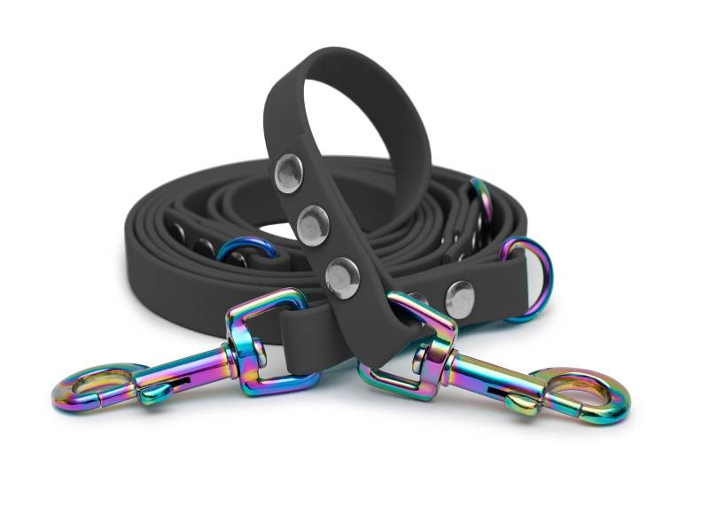 Biothaneleine Grau 25mm / 1.20m / Bolzenkarabiner Regenbogen Biothaneleine Grau 25mm / 1.20m / Bolzenkarabiner Regenbogen von EMMY&PEPE