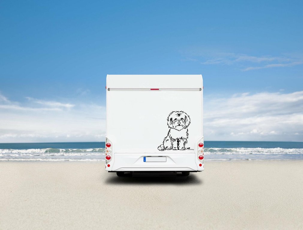 Bolonka Auto Wohnmobil Aufkleber  I Wandtattoo - H20cm / Schwarz