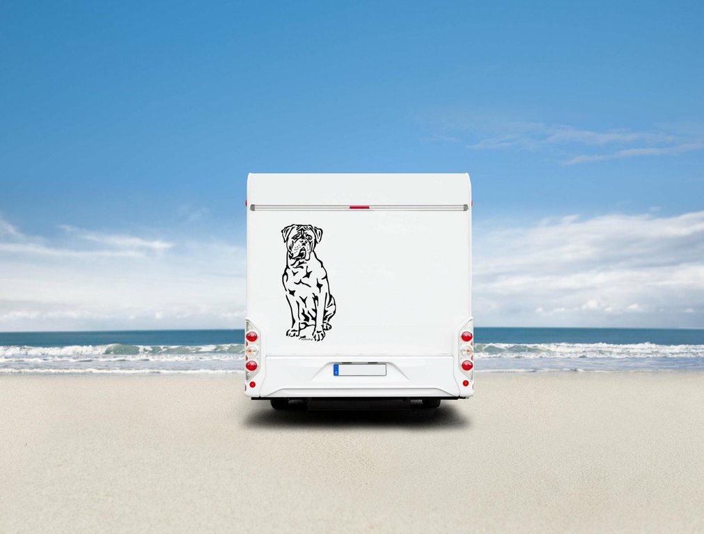 Bordeaux Dogge Wohnmobil Aufkleber I Wandtattoo - H50cm / Schwarz