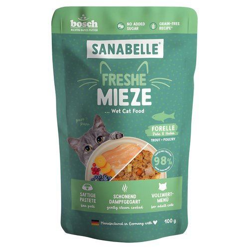 Bosch Freshe Mieze Forelle, Pute + Huhn 100 g - 10 Stück