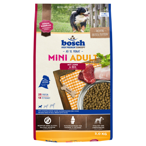 Bosch Mini Adult mit Lamm & Reis 3 kg Bosch Mini Adult mit Lamm & Reis 3 kg