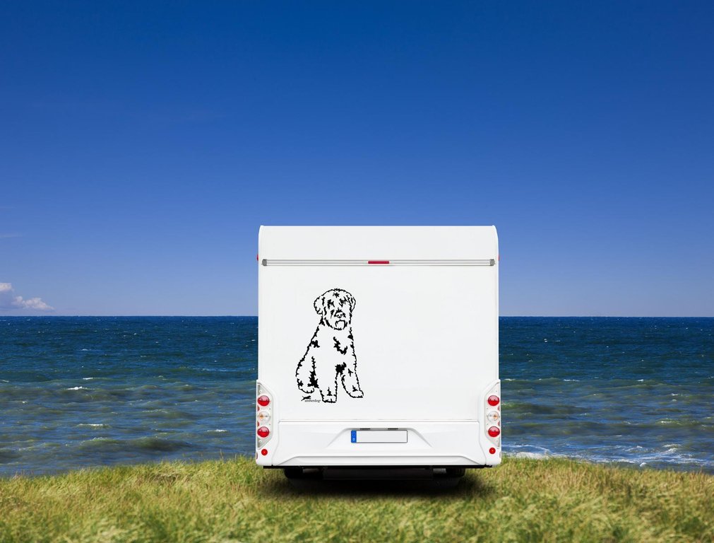 Bouvier des Flandres Auto Wohnmobil Aufkleber  l Wandtattoo - H20cm / Weiß