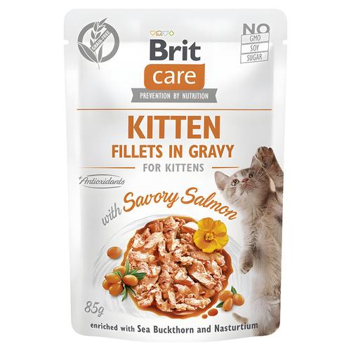 Brit Care Fillets in Gravy Kitten Salmon 85 g