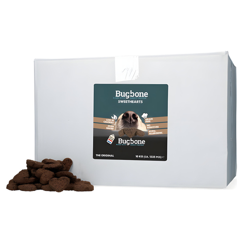 Bugbone Hundesnack Herzen mit Insektenprotein im Karton 10 kg