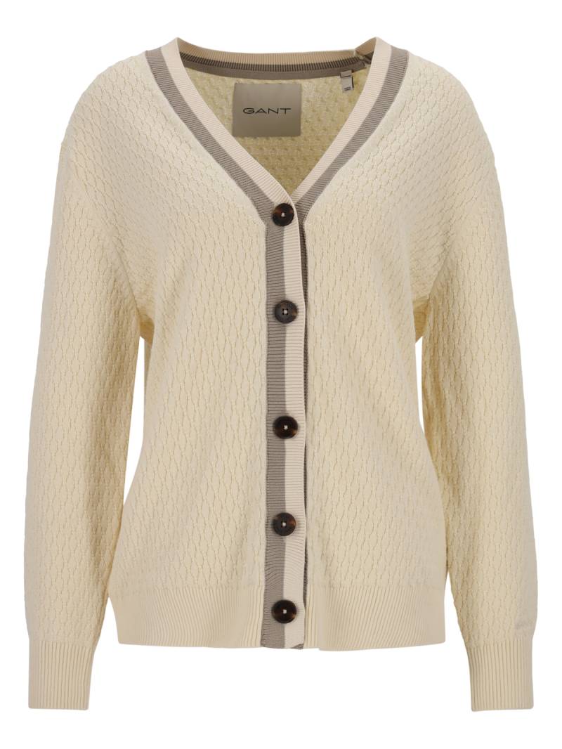 COTTON CONTRAST TEXTURED CARDIGAN
