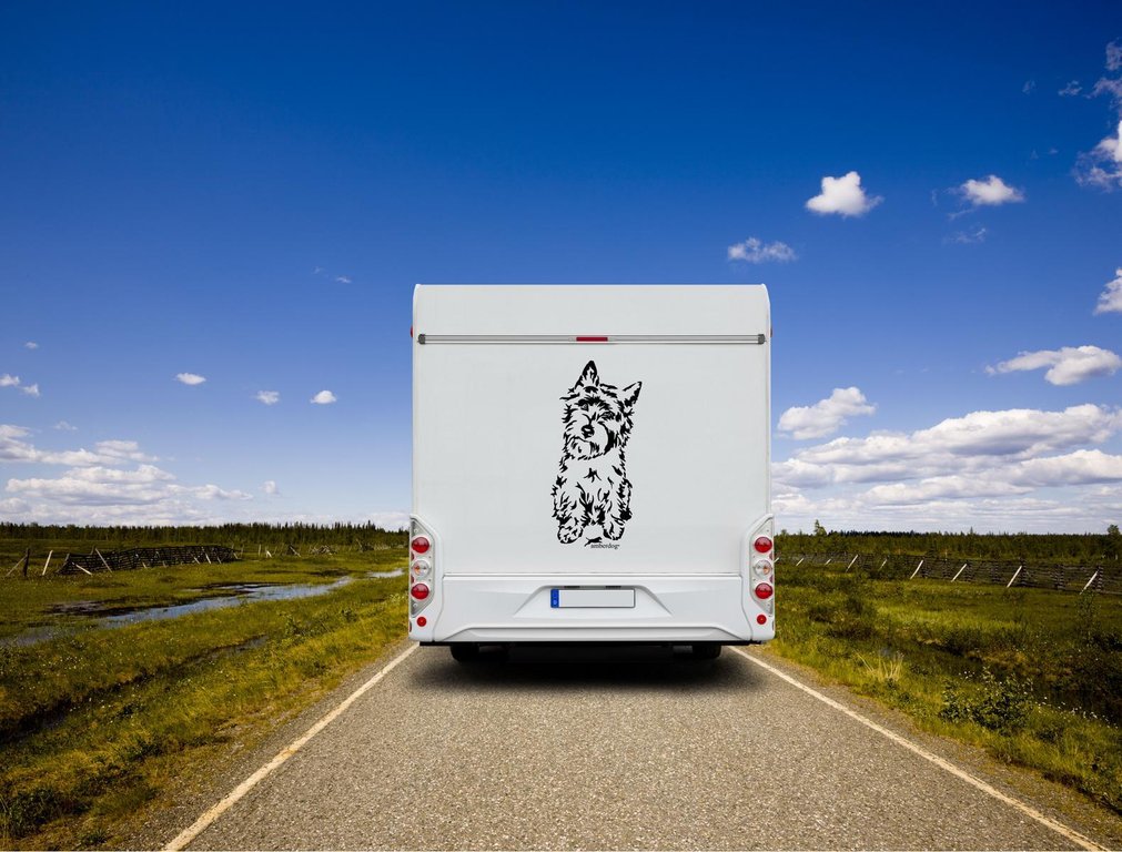 Cairn Terrier Wohnmobil Aufkleber I Wandtattoo - H30cm / Schwarz