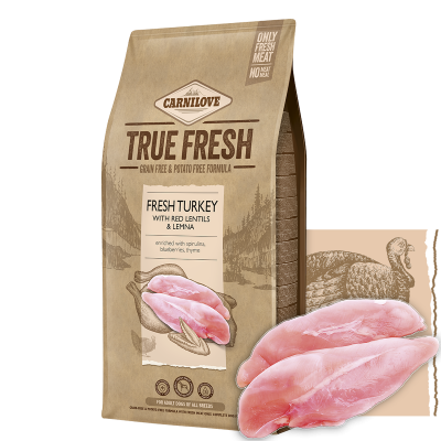 Carnilove Hunde Trockenfutter - Adult True Fresh Turkey with Red Lentils and Lemna - 4kg
