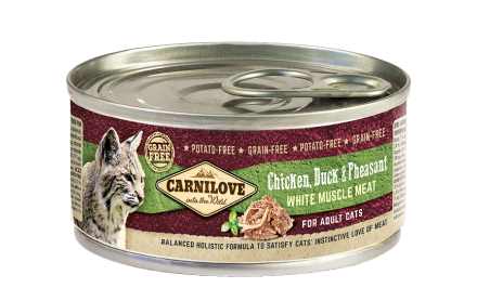 Carnilove Nassfutter für Katze Chicken, Duck & Pheasant for adult cats - Sparpaket: 12 x 100g