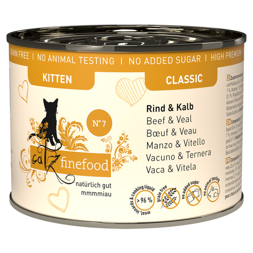 catz finefood Kitten No. 7 Rind & Kalb 200 g - 6 Stück