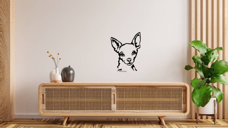 Chihuahua Kopf Aufkleber I Wandtattoo - H20cm / Weiß