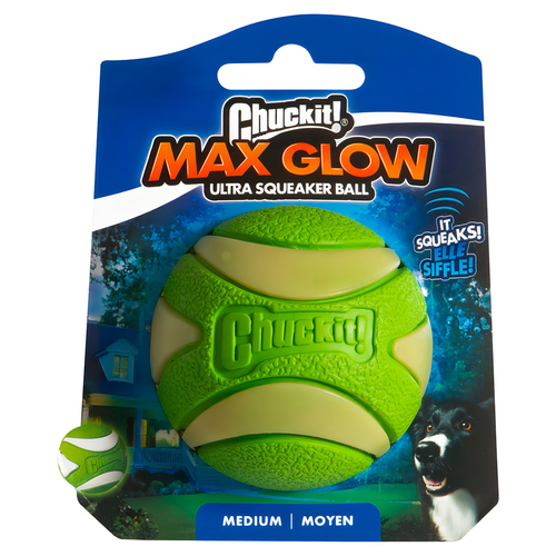 Chuckit! Hundespielzeug Max Glow Ultra Squeaker Ball, Größe: M