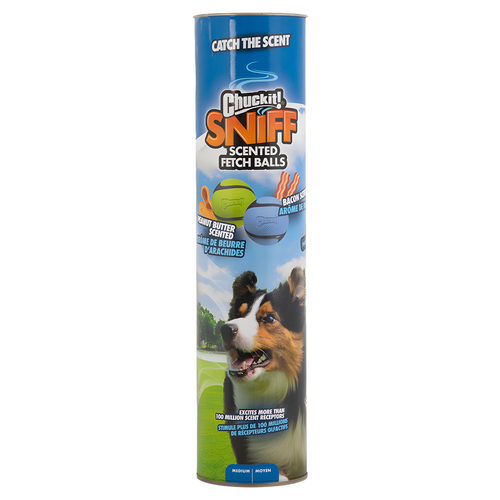 Chuckit! Hundespielzeug Sniff Fetch Ball Bacon & Peanut Butter - 4er Pack
