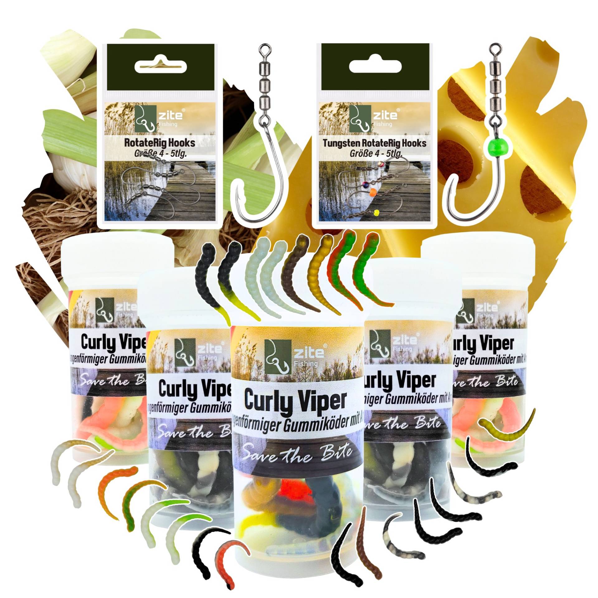 Curly Viper UL Forellen Gummiköder Starter-Set mit Rotationshaken Zite Fishing