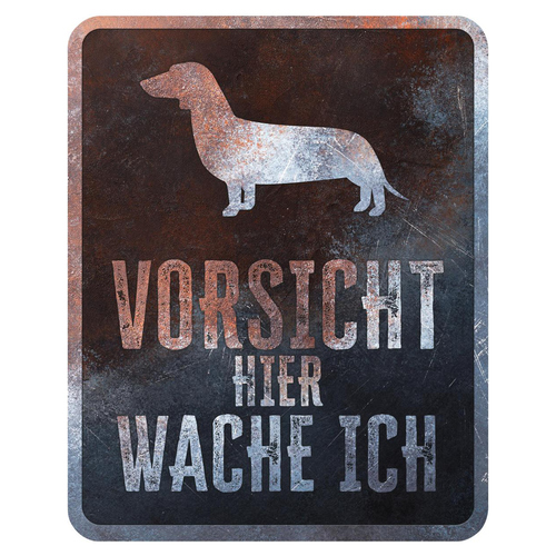 D&D Warnschild Square Dackel rostig