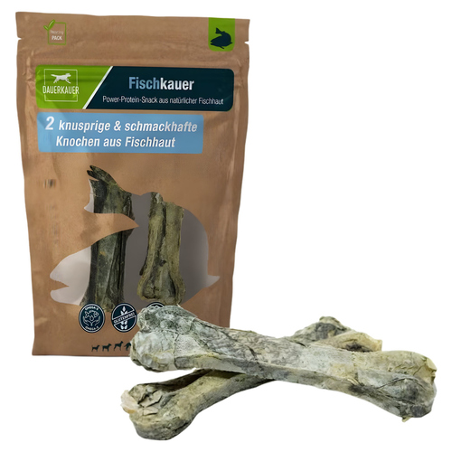 DAUERKAUER Fischkauer Knochen aus 100% Fischhaut 65 g (2 Stück)
