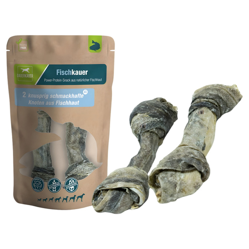 DAUERKAUER Fischkauer Knoten XL aus 100% Fischhaut 180 g (2-3 Stück)