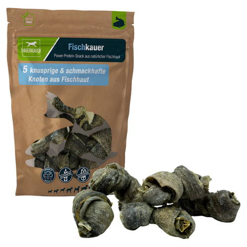 DAUERKAUER Fischkauer Knoten aus 100% Fischhaut 70 g (5 Stück)