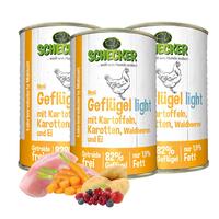Schecker Hundemenü - Geflügel light mit Kartoffeln, Karotten, Waldbeeren & Ei Schecker Hundemenü - Geflügel light mit Kartoffeln, Karotten, Waldbeeren & Ei