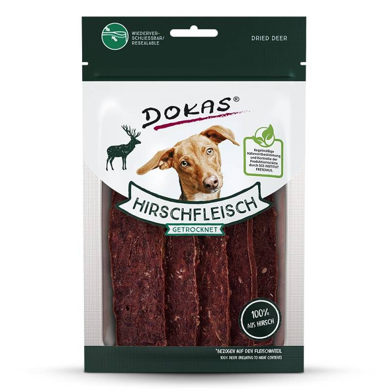 DOKAS Hundesnacks Adult Hirschfleisch getrocknet 12 x 60g