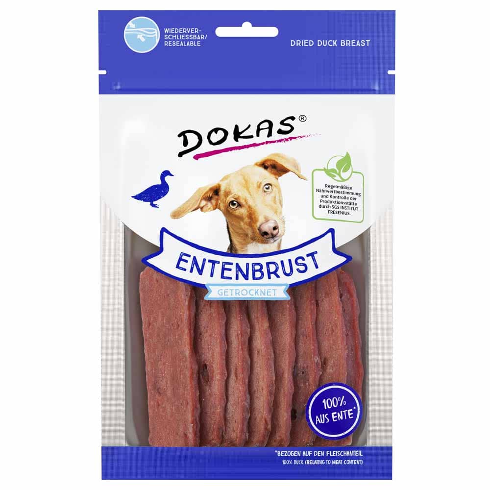 DOKAS Hundesnacks Entenbrust getrocknet 12 x 70g - 70g