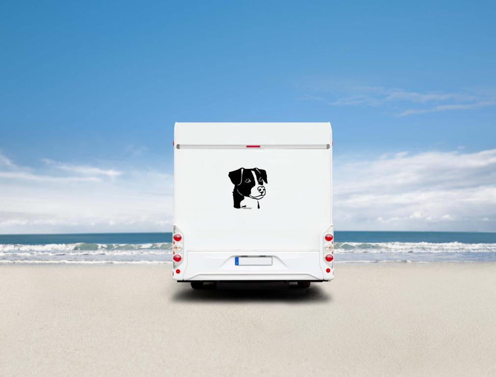 Dänischer Hofhund Kopf Wohnmobil Aufkleber  I Wandtattoo - H20cm / Weiß