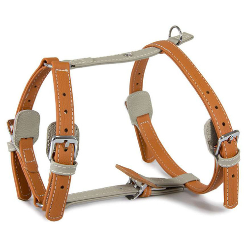 Das Lederband Geschirr Amsterdam Orange/Grey, Halsumfang: 35-55 cm