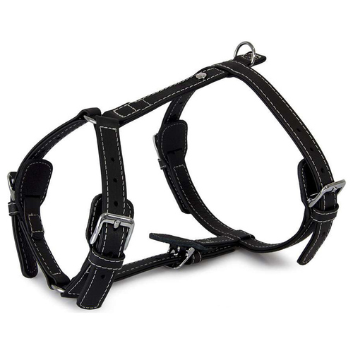 Das Lederband Geschirr Barcelona Black, Halsumfang: 35-55 cm