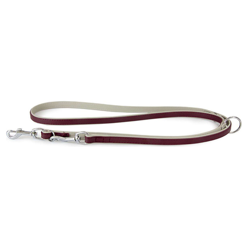 Das Lederband Hunde Führleine Amsterdam Merlot/Grey, Maße: 200 cm / 14 mm