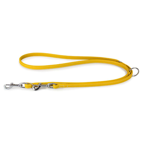 Das Lederband Hunde Führleine Barcelona Vibrant-Yellow, Maße: 200 cm / 14 mm