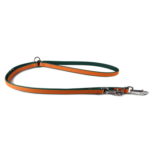 Das Lederband Hunde Führleine Firenze orange/forest, Länge: 200 cm / Breite: 22 mm