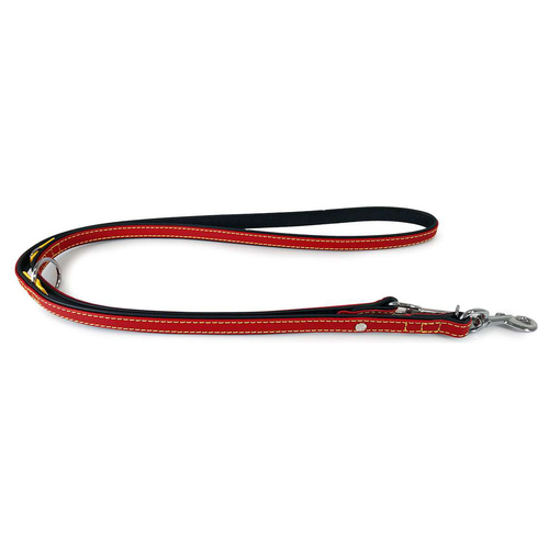 Das Lederband Hunde Führleine Frankfurt Black/Indian-Red/Vibrant-Yellow Das Lederband Hunde Führleine Frankfurt Black/Indian-Red/Vibrant-Yellow