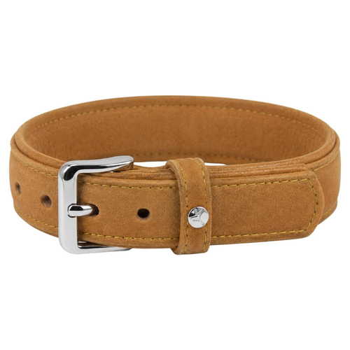 Das Lederband Hundehalsband Boston V2 Sand, Länge: 30 cm / Breite: 12 mm