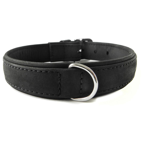 Das Lederband Hundehalsband Boston schwarz/schwarz, Länge: 60 cm / Breite: 35 mm